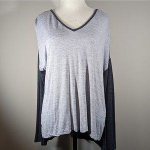 Madewell Anthem Long Sleeve V-Neck Top in Colorblock Women's Size L